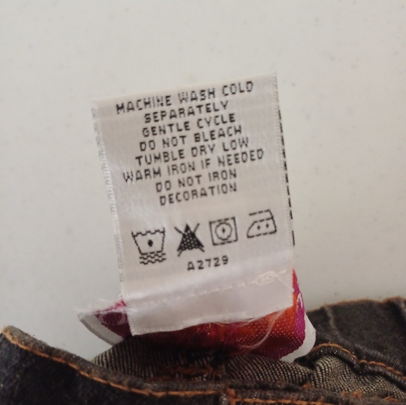 Quacker Factory Rhinestone Side Seam Distressed Look Jeans Black Large A 2729 - Picture 6 of 7